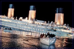 The Titanic slowly sinks
